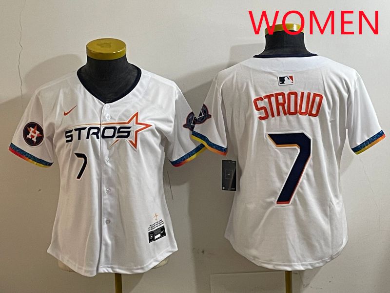 Women Houston Astros #7 Stroud White Fourth generation Joint Name Nike 2025 MLB Jersey style 8